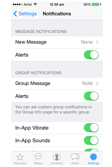 Disable your WhatsApp notifications