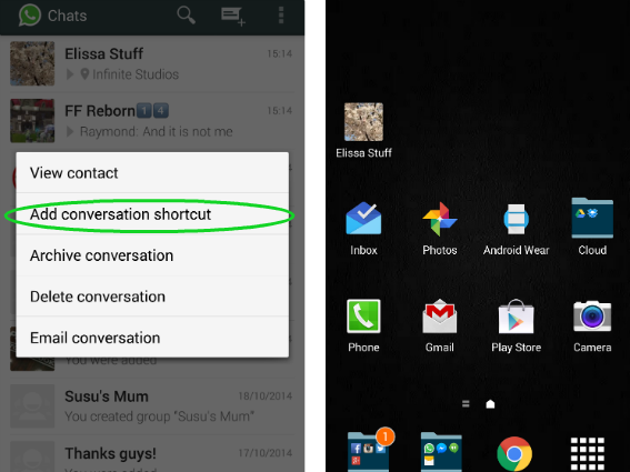 Shortcuts whatsapp conversation